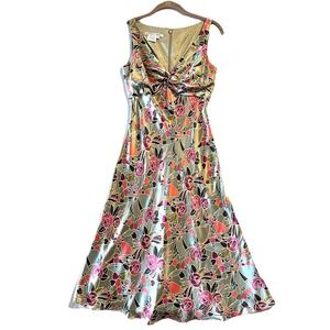 Vintage Maggy London Sz 4 Bias Cut Slip‎ Dress 100% Silk Floral Empire Babydoll